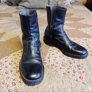 VINTAGE Black Leather Boots • Forward Thrust Crush N Crepe • Size 9.5
